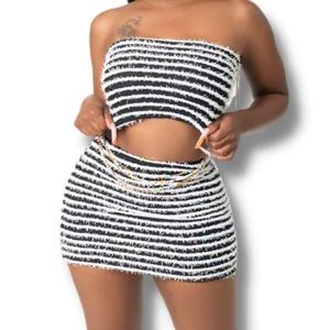 Two Piece Striped Mini Skirt & Tube Top